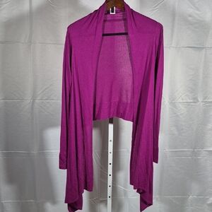 Open Drape Fuchia Shawl Cardigan, Flawed But Stunning, Silk And Cashmere Blend
